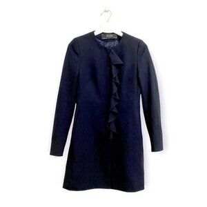 Zara coat, Dark Navy Blue Front Frill Frock Coat Size XS, Mini length